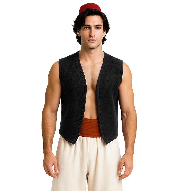 AMNPOLEN Unisex No Pocket Button Uniform Vest Halloween Costume Outfit (Medium, Black) - Image 4